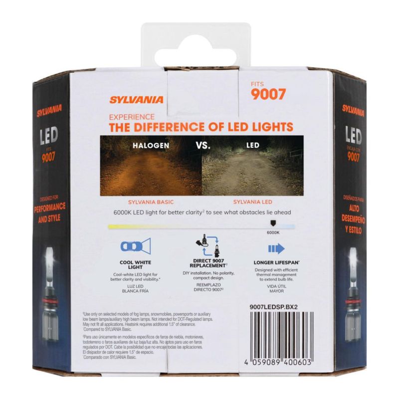 Bombilla LED SYLVANIA 9007 6000K Blanco Frío Pack de 2