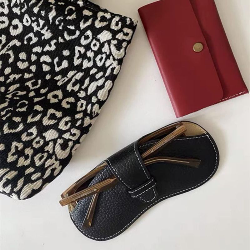 Estuche de gafas YUANYU negro delgado de cuero 17 cm