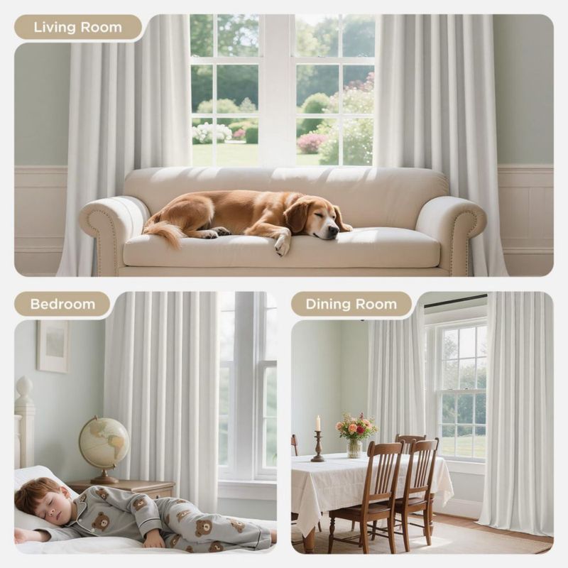 Cortinas Joydeco Blancas Opacas 213 cm – Juego de 2 Paneles