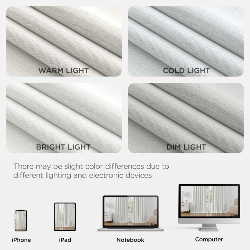 Cortinas Joydeco Blancas Opacas 213 cm – Juego de 2 Paneles