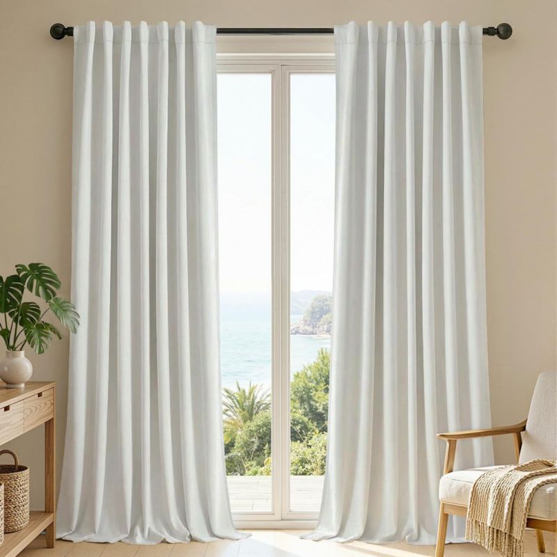 Cortinas Joydeco Blancas Opacas 213 cm – Juego de 2 Paneles