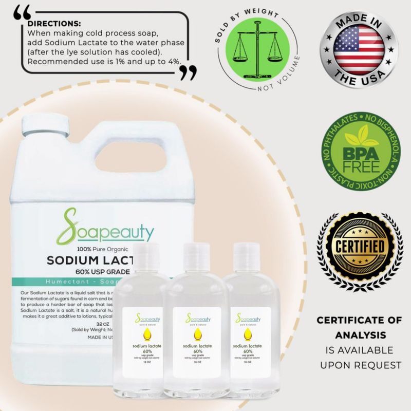 Lactato de Sodio Soapeauty 946 ml USP 60 % Puro