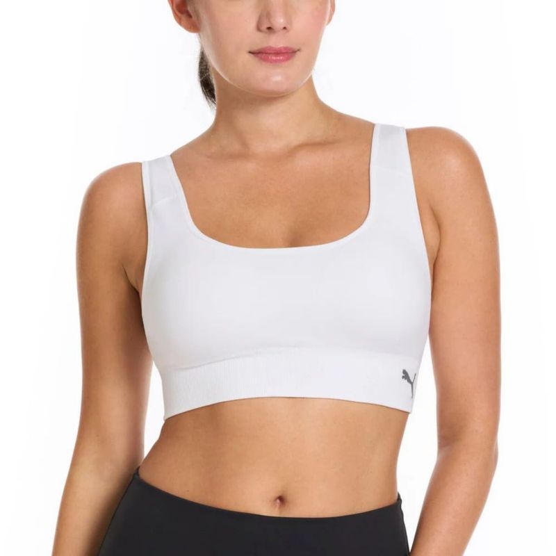 Sujetador Deportivo PUMA Sin Costuras Blanco Talla Grande de Absorción de Humedad