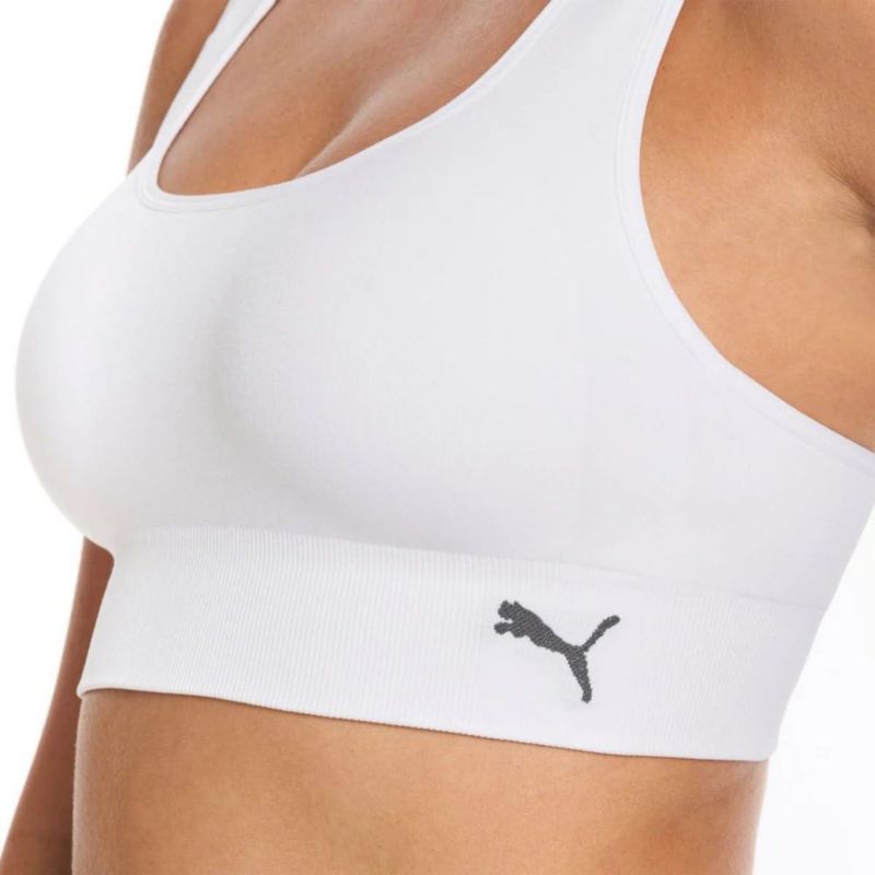 Sujetador Deportivo PUMA Sin Costuras Blanco Talla Grande de Absorción de Humedad