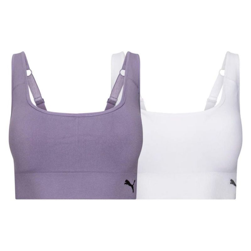 Sujetador Deportivo PUMA Sin Costuras Blanco Talla Grande de Absorción de Humedad
