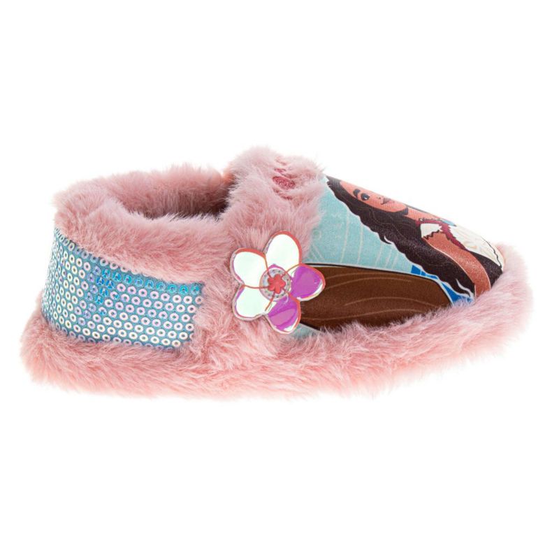 Pantufla Disney Moana talla 7‑8 para niños rosa forro de peluche