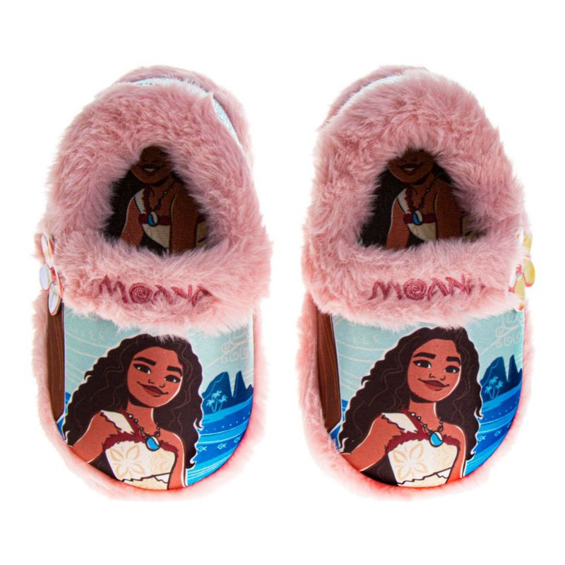 Pantufla Disney Moana talla 7‑8 para niños rosa forro de peluche