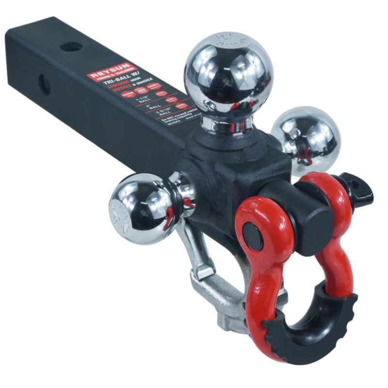 Enganche REYSUN de 2" con Receptor Cromado y Gancho Tri‑Bola