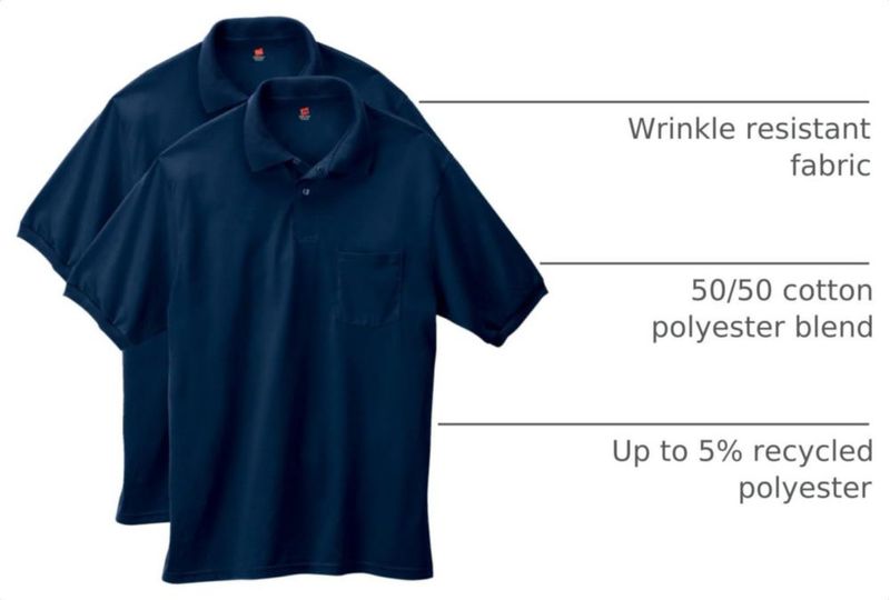 Polo Hanes de Jersey con bolsillo pack de 2 talla S azul marino