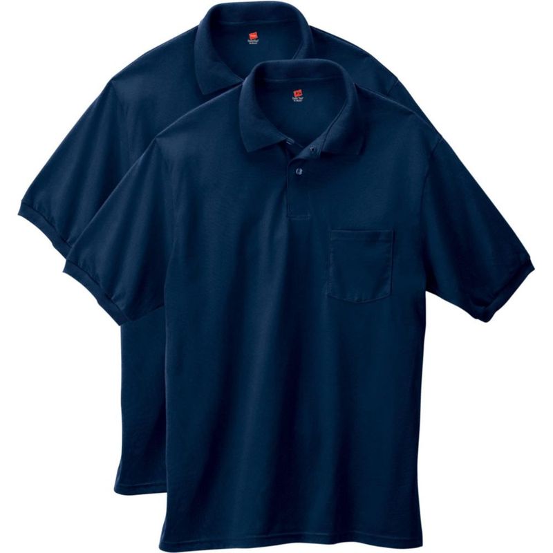 Polo Hanes de Jersey con bolsillo pack de 2 talla S azul marino