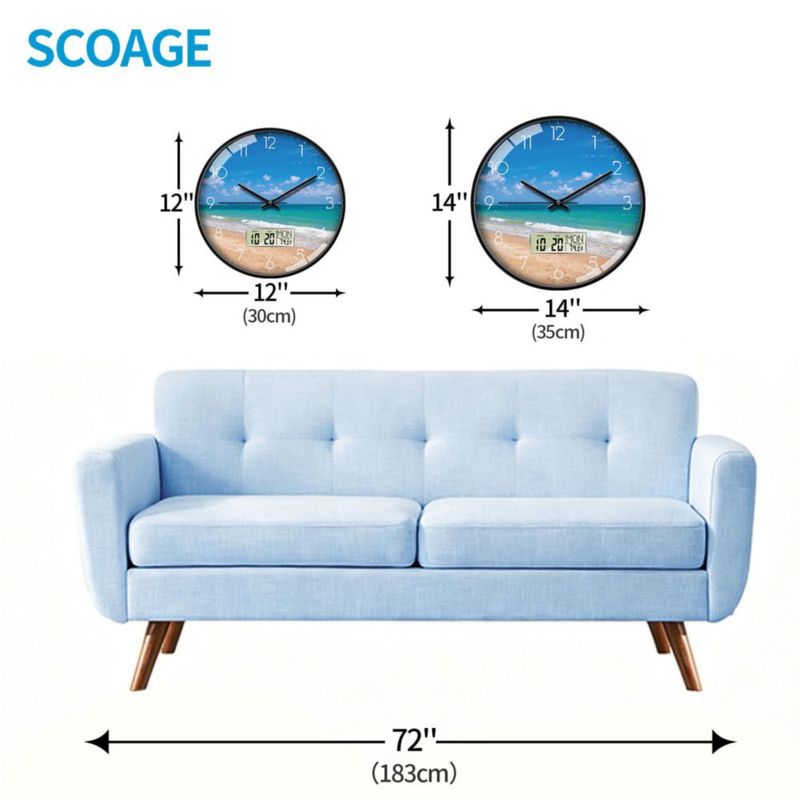 Reloj de pared SCOAGE 36 cm Playa Analógico/Digital