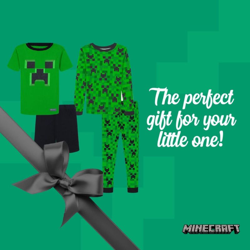 Pijama Minecraft de algodón – set de 4 piezas talla 10