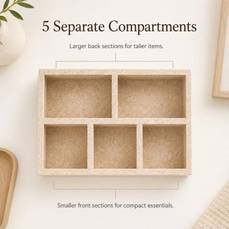 CADDY Artisanal Abode 23 cm x 15 cm Beige 5 compartimentos