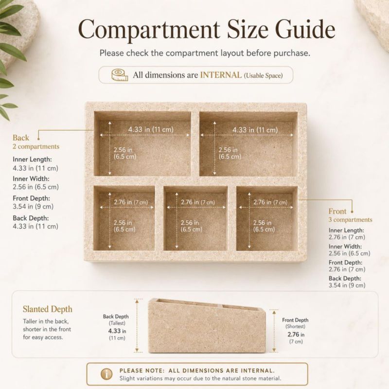 CADDY Artisanal Abode 23 cm x 15 cm Beige 5 compartimentos