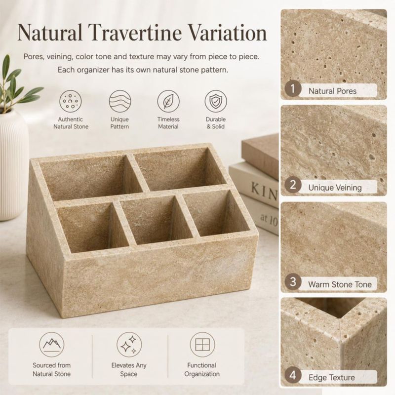 CADDY Artisanal Abode 23 cm x 15 cm Beige 5 compartimentos