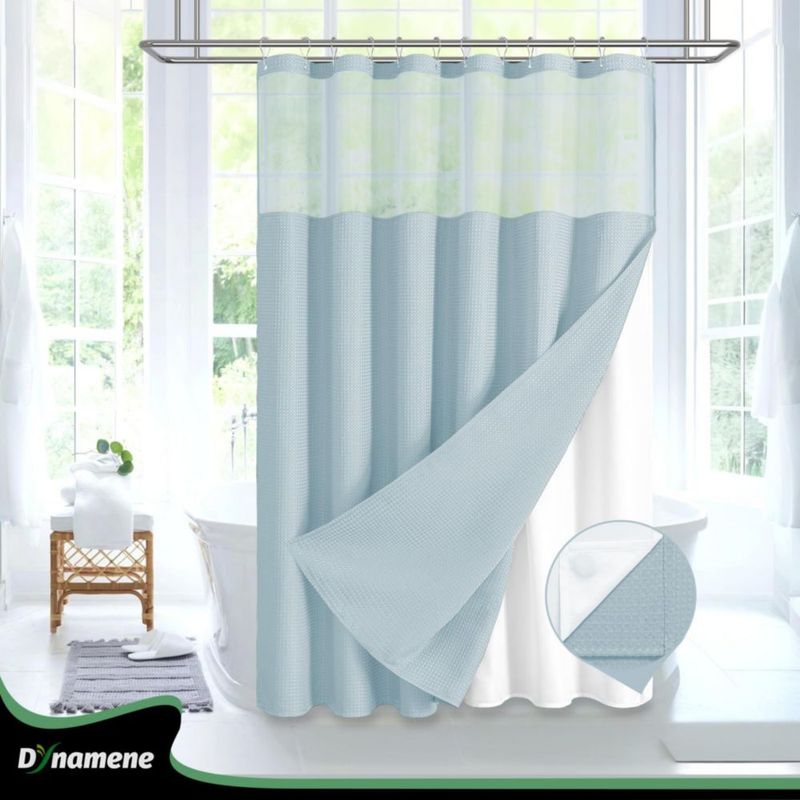 Juego de Cortina de Ducha Dynamene 183 cm Azul Niebla con Forro