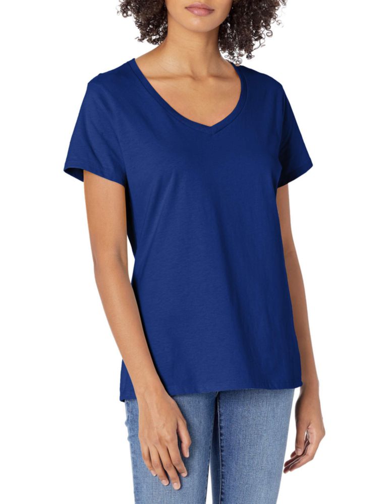 Camiseta Hanes de Cuello en V color Royal profundo talla grande (EE. UU.)