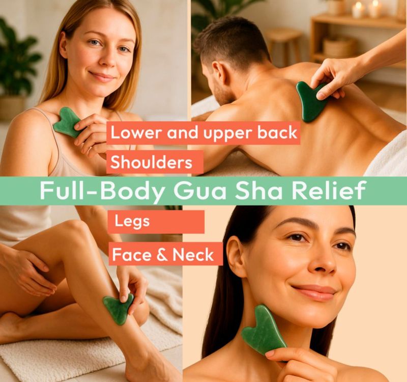 Masajeador facial DoSensePro de jade Gua Sha con forma de corazón