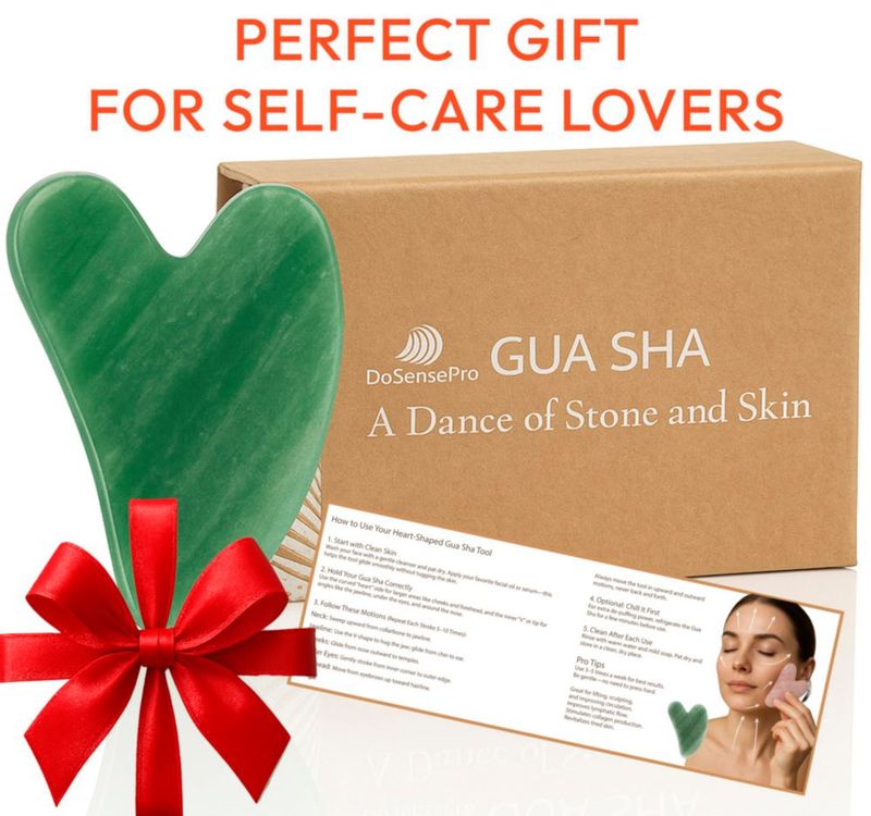 Masajeador facial DoSensePro de jade Gua Sha con forma de corazón