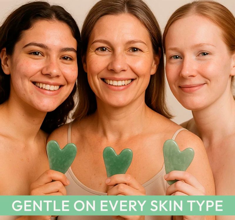 Masajeador facial DoSensePro de jade Gua Sha con forma de corazón