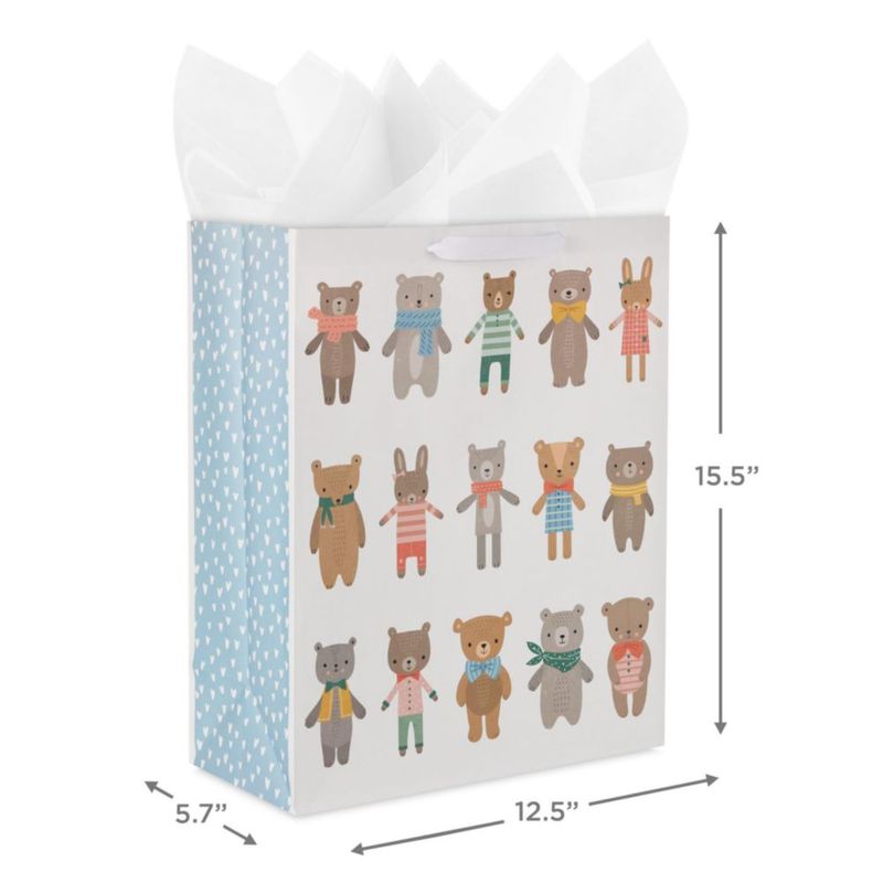 Bolsa de Regalo Hallmark XL 38 cm Osos y Conejitos con Papel de Seda