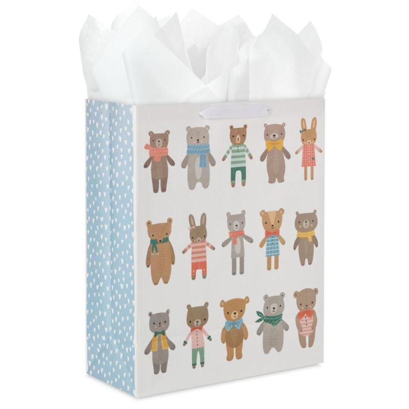 Bolsa de Regalo Hallmark XL 38 cm Osos y Conejitos con Papel de Seda