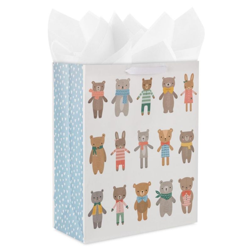 Bolsa de Regalo Hallmark XL 38 cm Osos y Conejitos con Papel de Seda