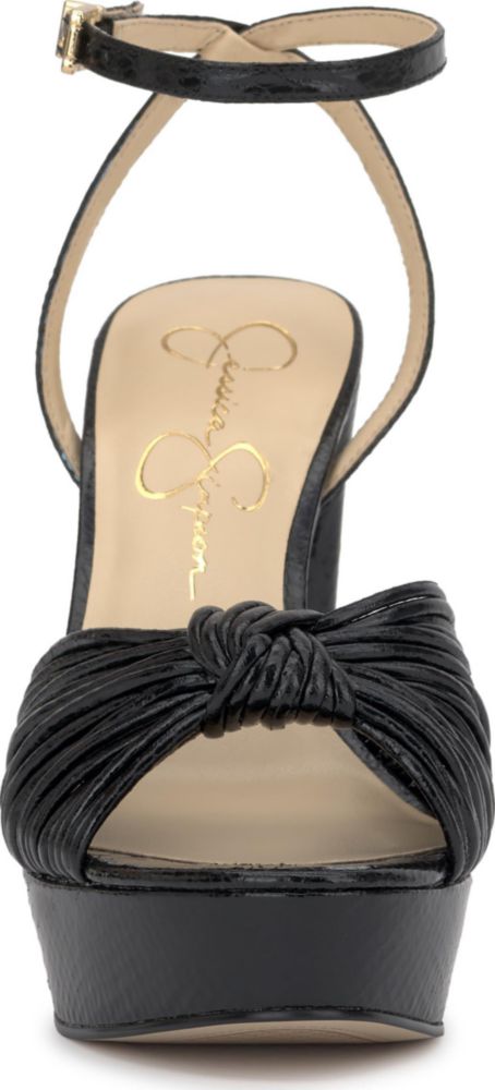 Sandalia Jessica Simpson 25 cm Negra con Correa de Tobillo y Plataforma