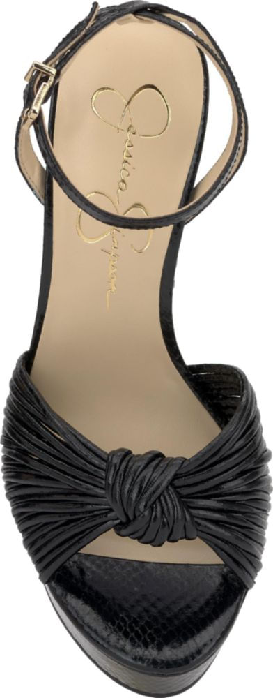 Sandalia Jessica Simpson 25 cm Negra con Correa de Tobillo y Plataforma