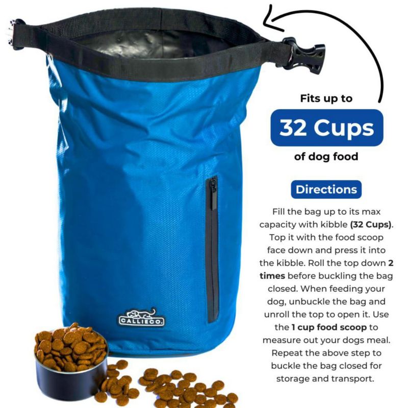 Bolsa de viaje para comida de perro Callieco 32 tazas impermeable azul