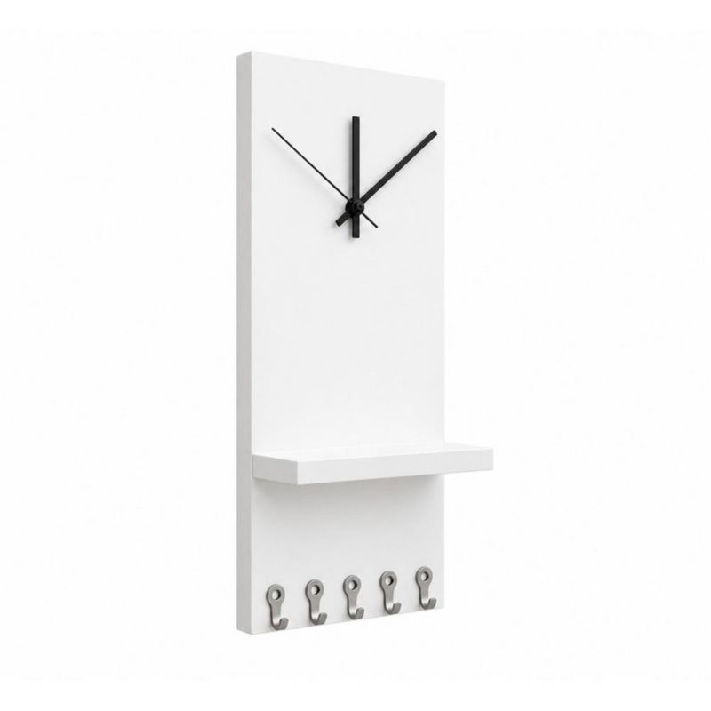 Estante Reloj Organizador De Pared Multiusos Con 5 Ganchos Blanco