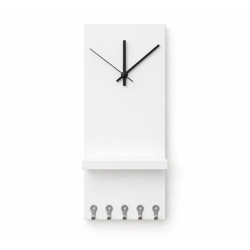 Estante Reloj Organizador De Pared Multiusos Con 5 Ganchos Blanco