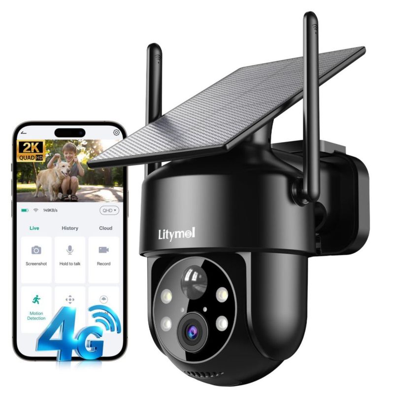 Cámara de Seguridad LITYMOL 4G LTE Inalámbrica 2K 360°