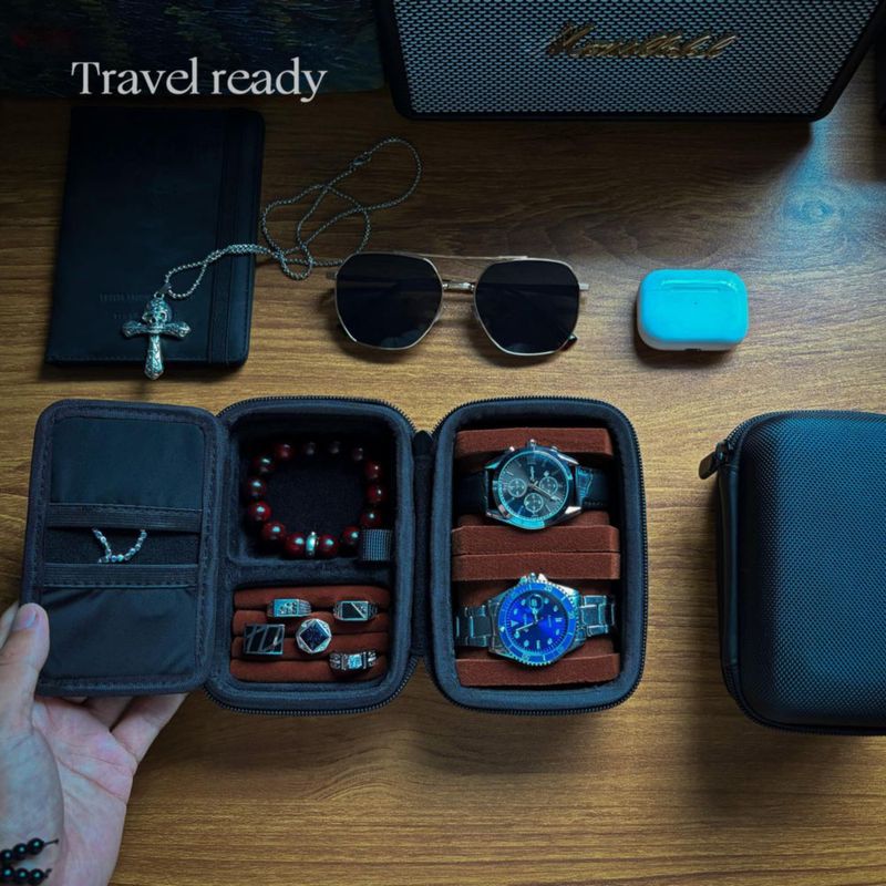 Estuche de viaje RIGICASE de 2 ranuras para relojes y joyería