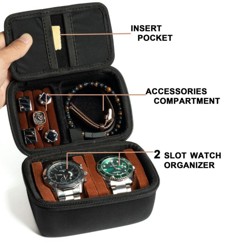 Estuche de viaje RIGICASE de 2 ranuras para relojes y joyería