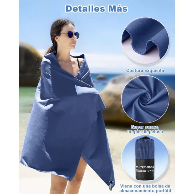 Toalla Baño Camping De Microfibra De Secado Rápido Azul marino