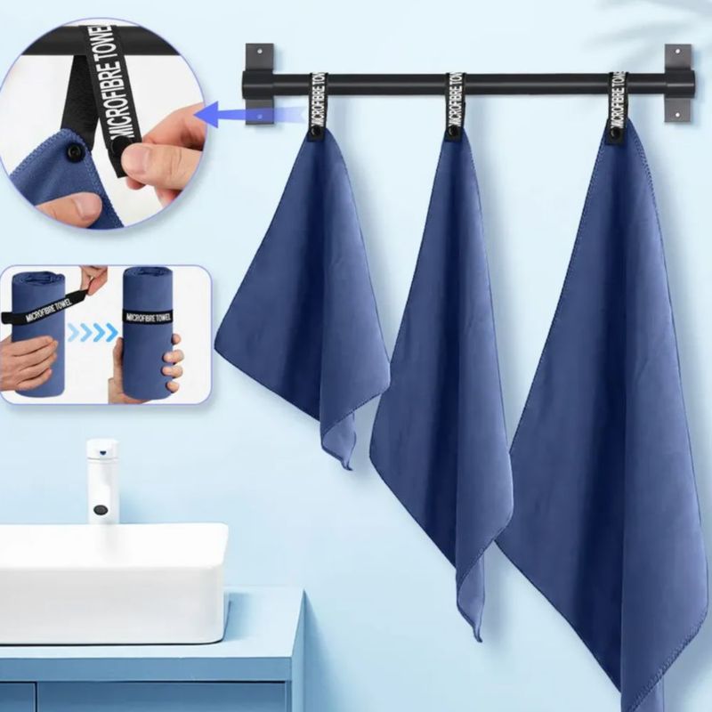 Toalla Baño Camping De Microfibra De Secado Rápido Azul marino