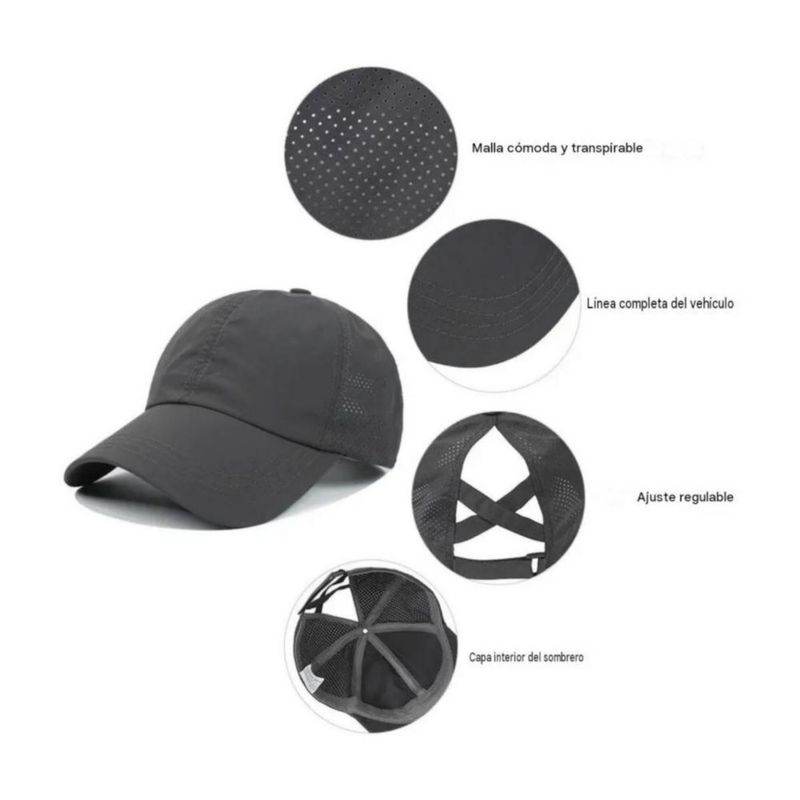 Gorra Deportiva Mujer Transpirable Actividades Al Aire Libre Gris oscuro