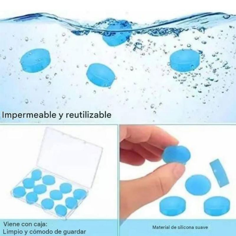 Tapones Para Oídos Reutilizables Silicona 12pcs Azul