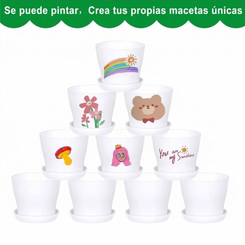 Maceta De Plástico Pequeñas Minimalistas 20pzs Blanco