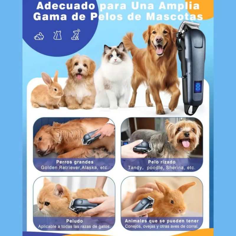 Maquina Rasuradoras Cortar Pelo Perros Y Gato Mascotas Azul Acero