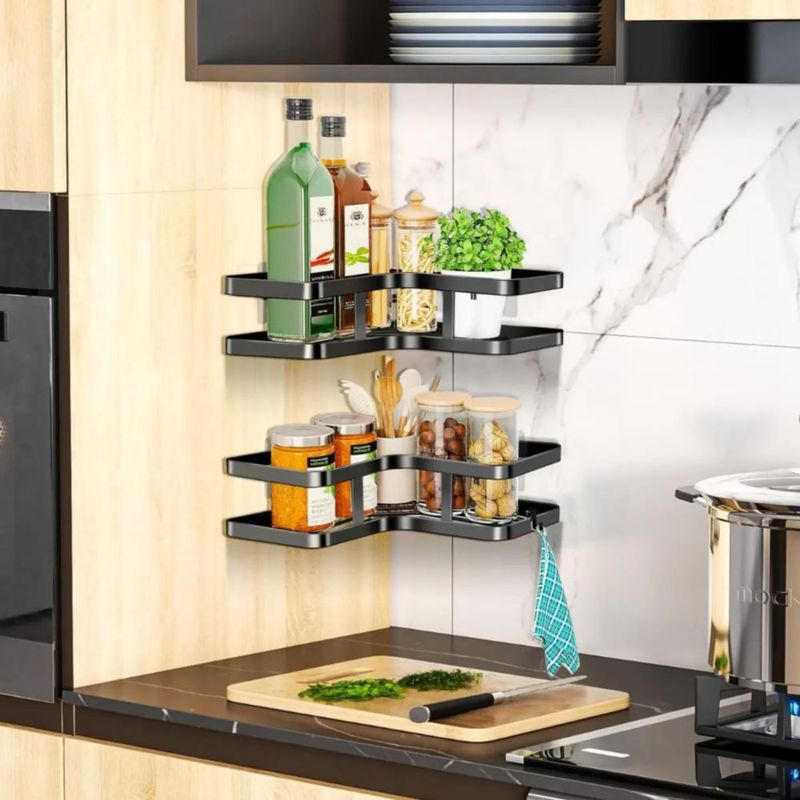 Organizador Estante De Baño Acero Inoxidable 8pzs Negro