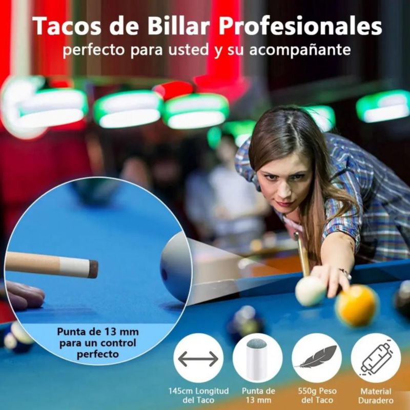 Taco De Billar Desarmable Profesional 2 Pzs Negro/Café