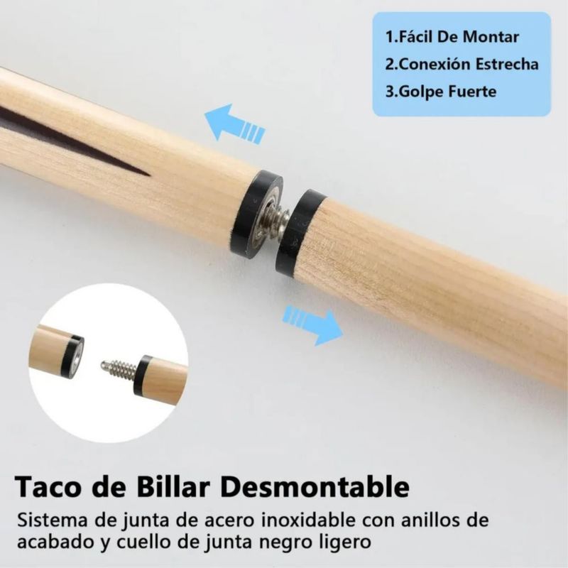 Taco De Billar Desarmable Profesional 2 Pzs Negro/Café