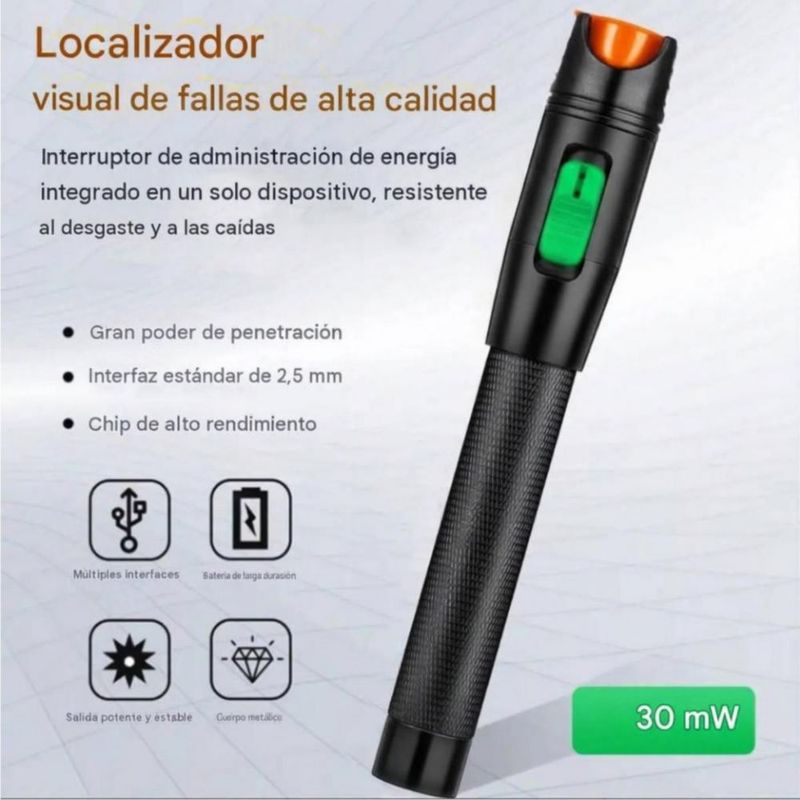 Láser Lampara Localizadora Fallas De Fibra Optica 30mw/km Negro