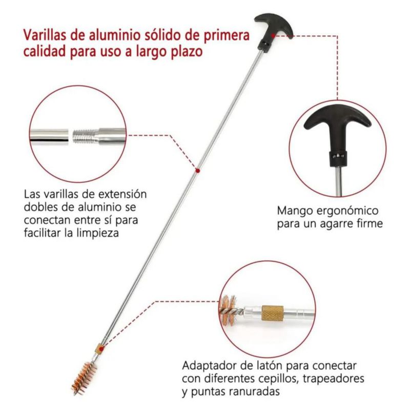 Kit De Limpieza De Pistolas, Rifle Universal, 24 Pzas Plata