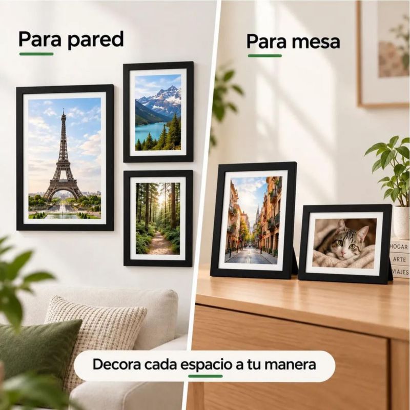 Marco De Fotos Decoración De Pared O Mesa 5 Pzas Negro