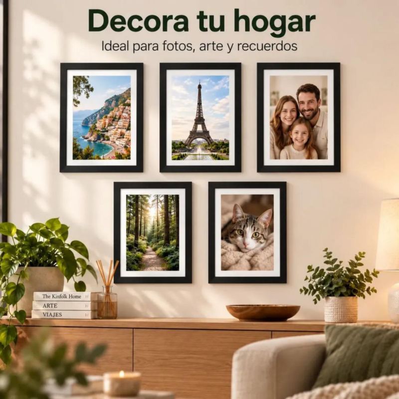 Marco De Fotos Decoración De Pared O Mesa 5 Pzas Negro