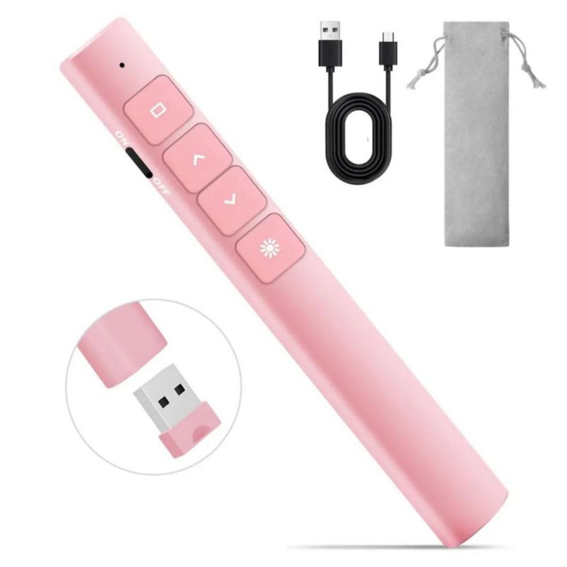 Apuntador Presentador Láser Inalámbrico Remoto USB Recargable Rosa