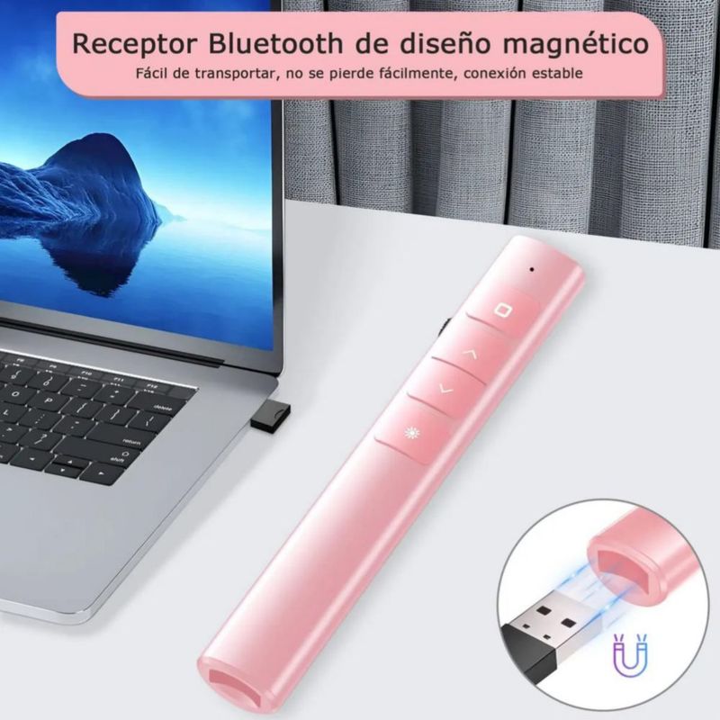 Apuntador Presentador Láser Inalámbrico Remoto USB Recargable Rosa
